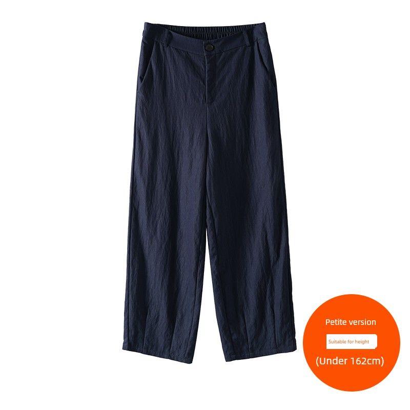 

Plus size women clothing [Drape Wide-Leg Pants] Three Pants Length Summer Texture Slimming High Waist Straight Casual Pants