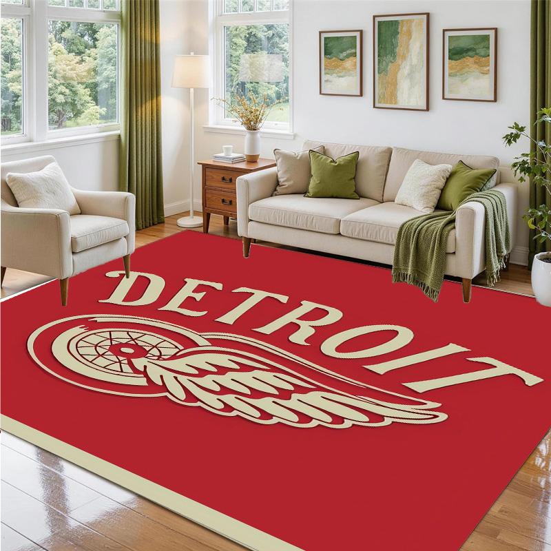 Detroit Red Wings Design Kristall-Samt-Teppich Weich Dekorative Matte für Schlafzimmer Eingang
