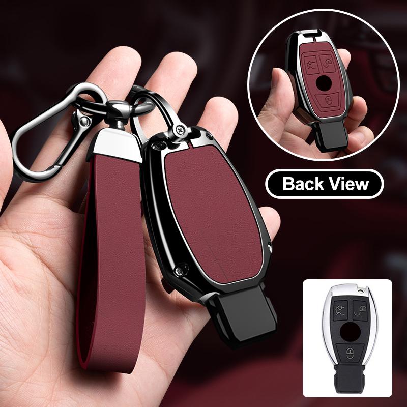 Zinc Alloy Leather Car Key Case For Mercedes Benz A B C E S Class Gls Gla Glk Cls Cla Amg W204 W205 W212 W463 W176 Key Case