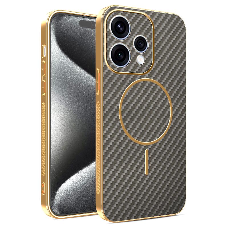For OPPO Reno 15 15 Pro 15 ProMini Electroplated Carbon Fiber Magnetic Fingerprint-resistant Shockproof Phone Case