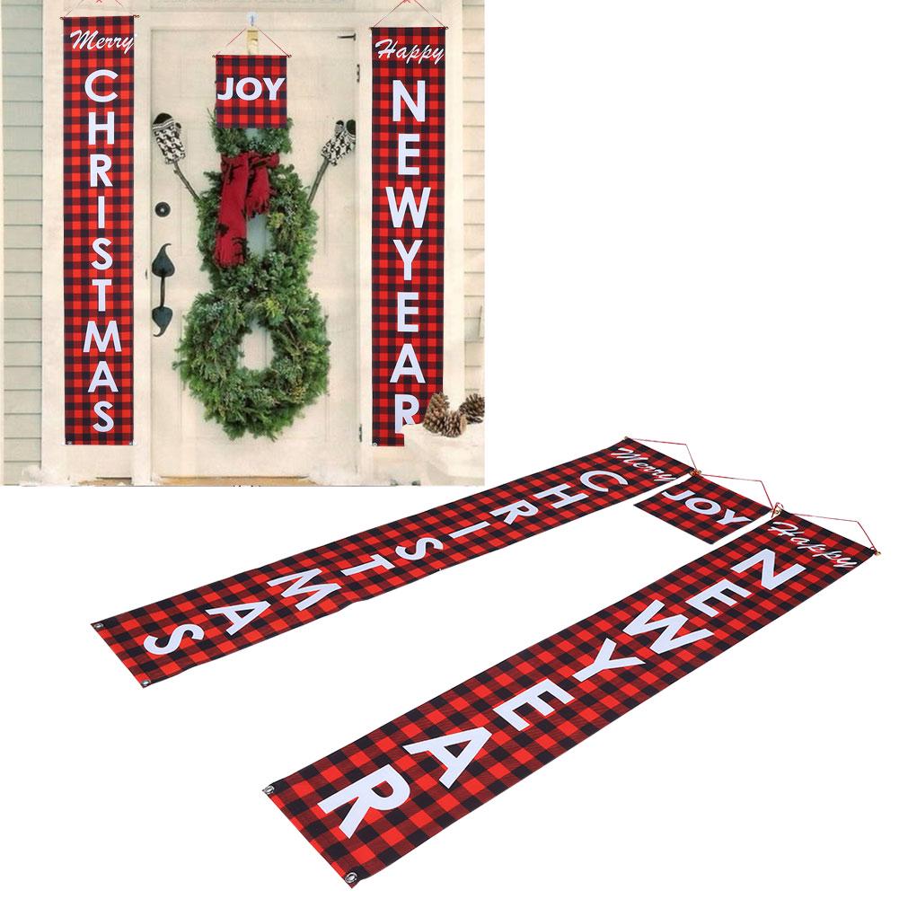 1Pair Christmas Couplet Banners Hanging Props for Indoor Outdoor Front Door Home Decoration