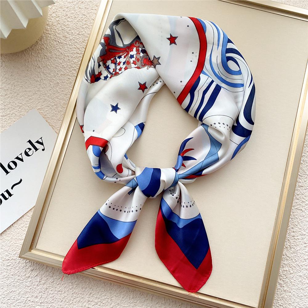70 Small Square Silk Scarf: Women's Retro Chic Sunscreen Neck, Head, or Wrist Scarf In Korean Style for Autumn and Winter