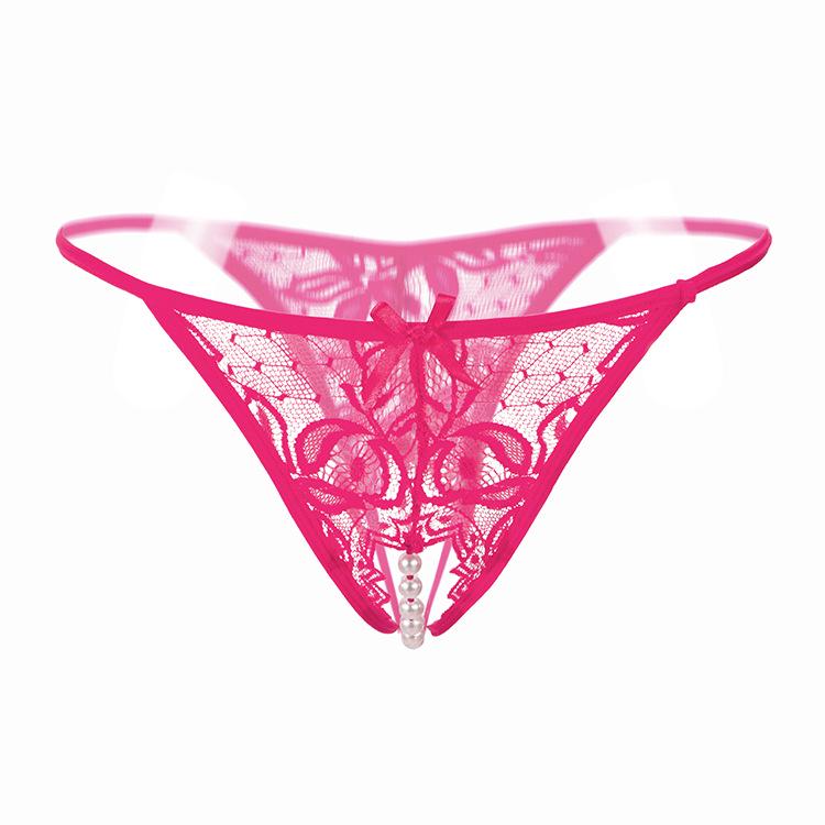 Lace Low-Waist Open Crotch Panties - Ultra-Thin Transparent Mesh Thong for Women