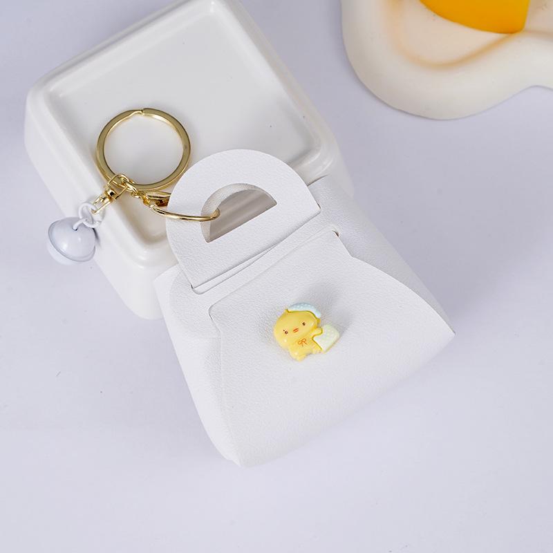 Korean Cartoon Couple Keychain Bag: Cute PU Charm & Earphone Holder Gift Pendant