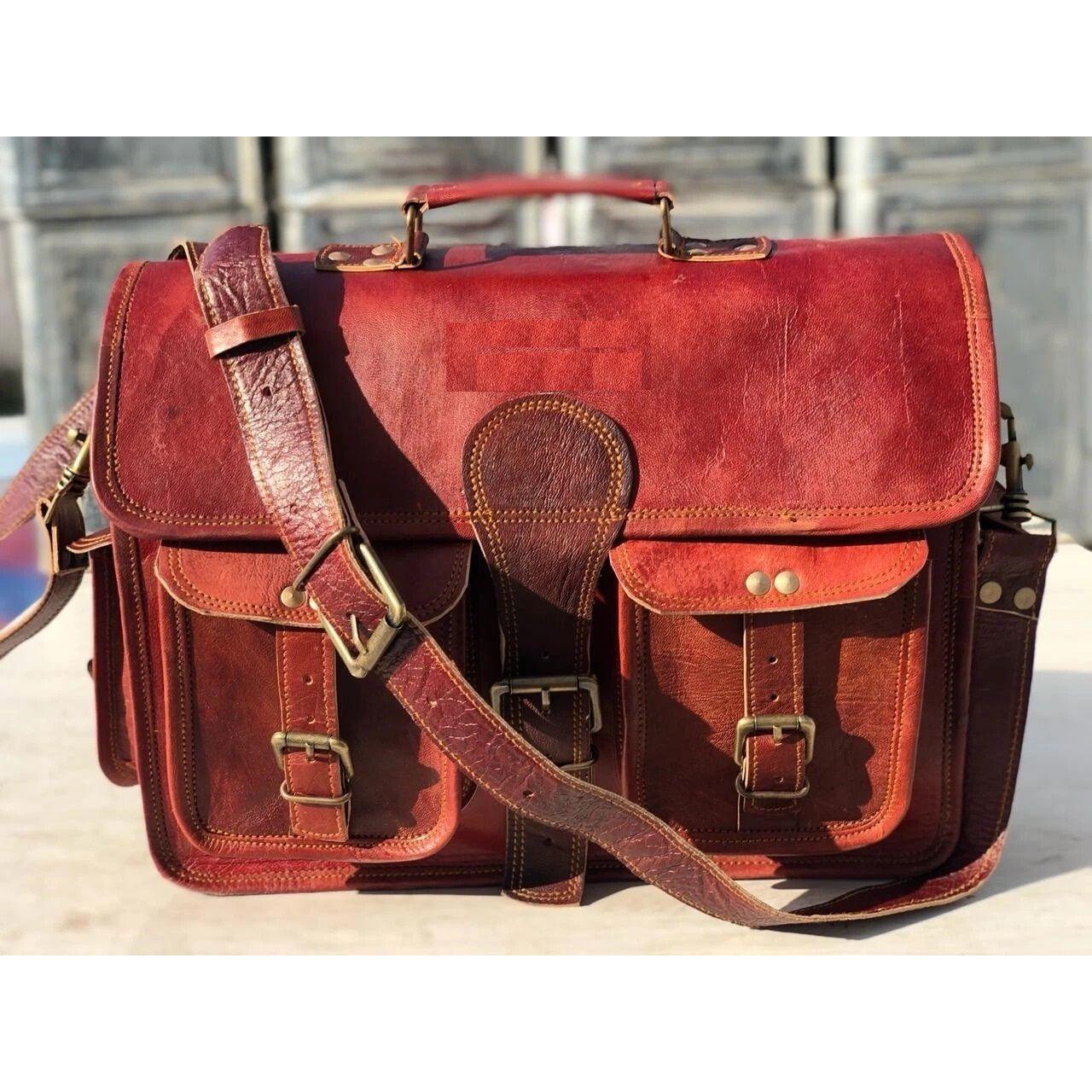 

Мужская кожаная сумка-мессенджер на плечо, деловой портфель для ноутбука 13 x 10 x 4 in