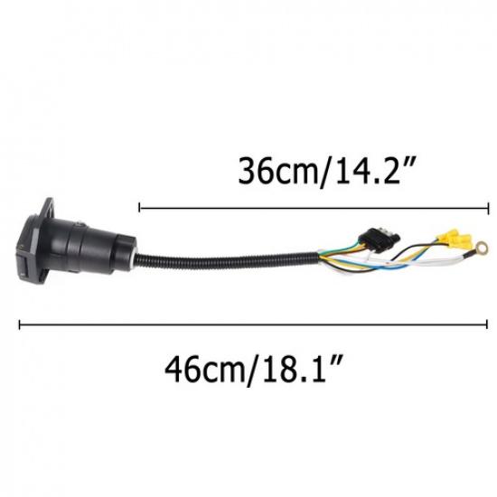 4 Pin Flat To 7 Way Round Adapter Wiring Plug Mounting Bracket RV Trailer Truck