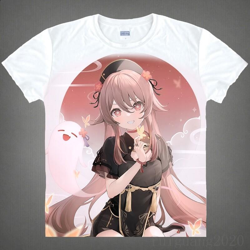 Plain White Basic Short-Sleeve Anime T-shirt S