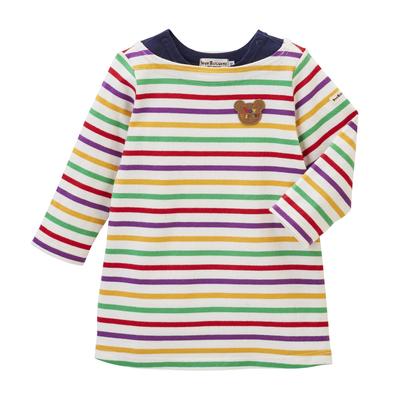 MIKIHOUSE HOT BISCUITS Gestreiftes Langarmkleid, Jungen und Mädchen, Kinderkleidung, Mehrfarbig, 100cm, 70-1902-492