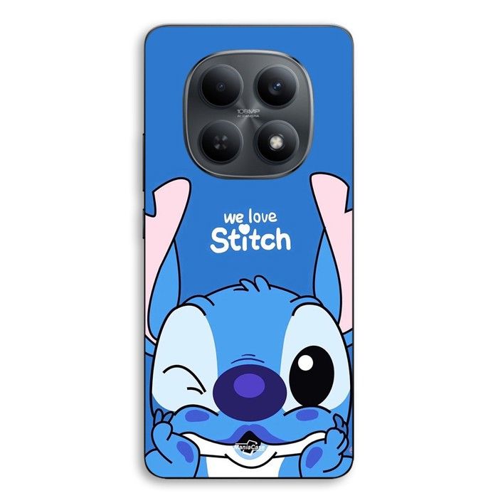 Coque Pour Xiaomi Redmi Note 15 5g stitch cute ohana stitch bleu front bleu Maniacase noir