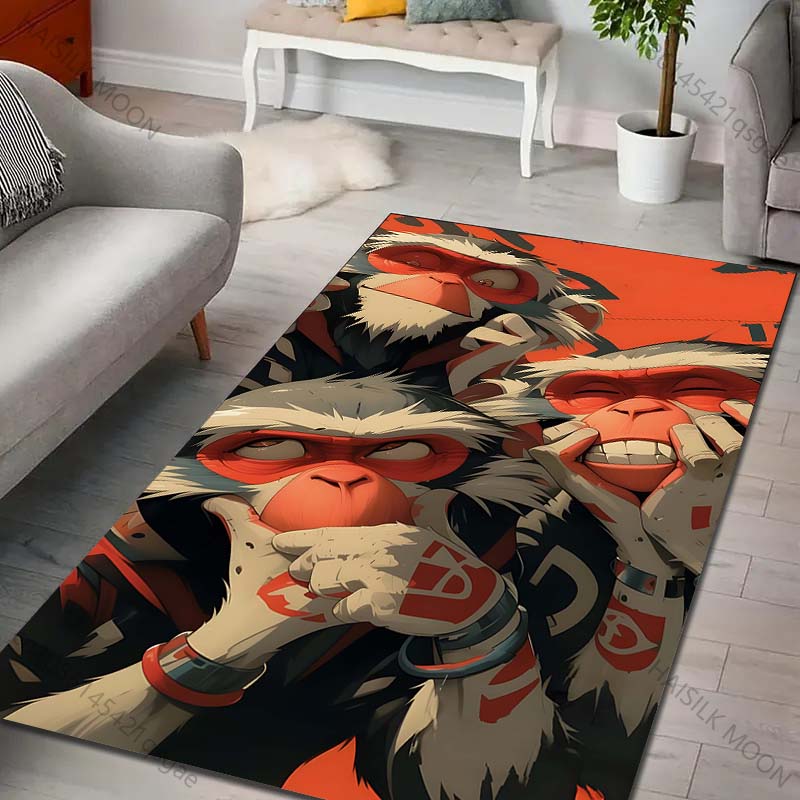 3 Interesting Monkeys Pattern Carpet for Living Room Bedroom Bathroom Mat Creative Doormat Home Decor Area Rug Large Size