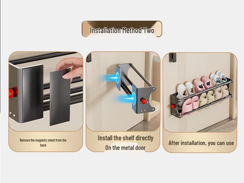 Retractable Magnetic Double-Layer Shoe Rack - Instant Suction, No Installation Needed, Ideal Entryway Organizer, New Model.