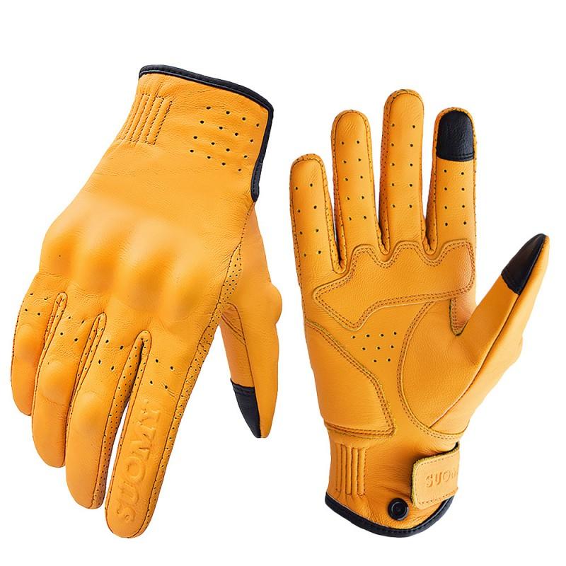 Real Leather Motorcycle Riding Gloves Men Women Breathable Short Style Touchscreen Compatible
