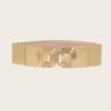 Gold Women Metal Waist Belt Snap Fastener Asymmetric Design Outerwear Dresses