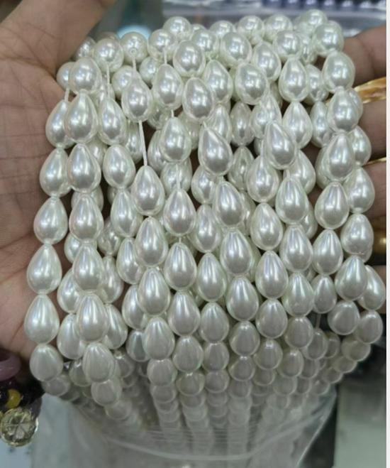 9x13mm Teardrop Glass Shell Beads - Painted, Non-Peeling, Loose Beads for DIY Jewelry.