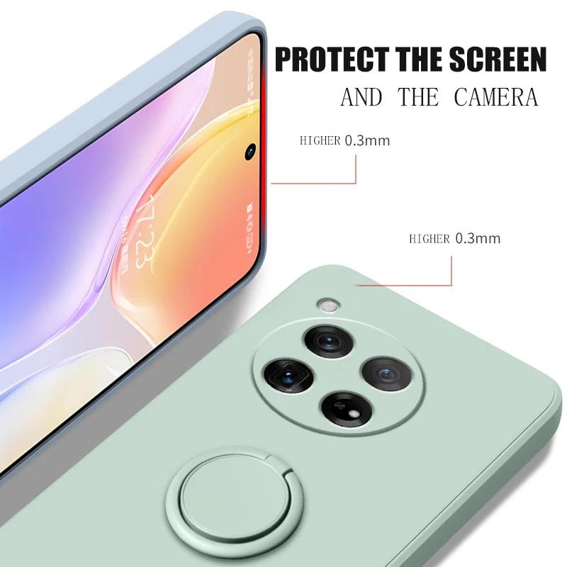 Case for OnePlus 13 12 Cases Liquid Silicone Ring Stand Phone Shell Coque for OnePlus 1+12 13 Cover ShockproofBumper Back Funda