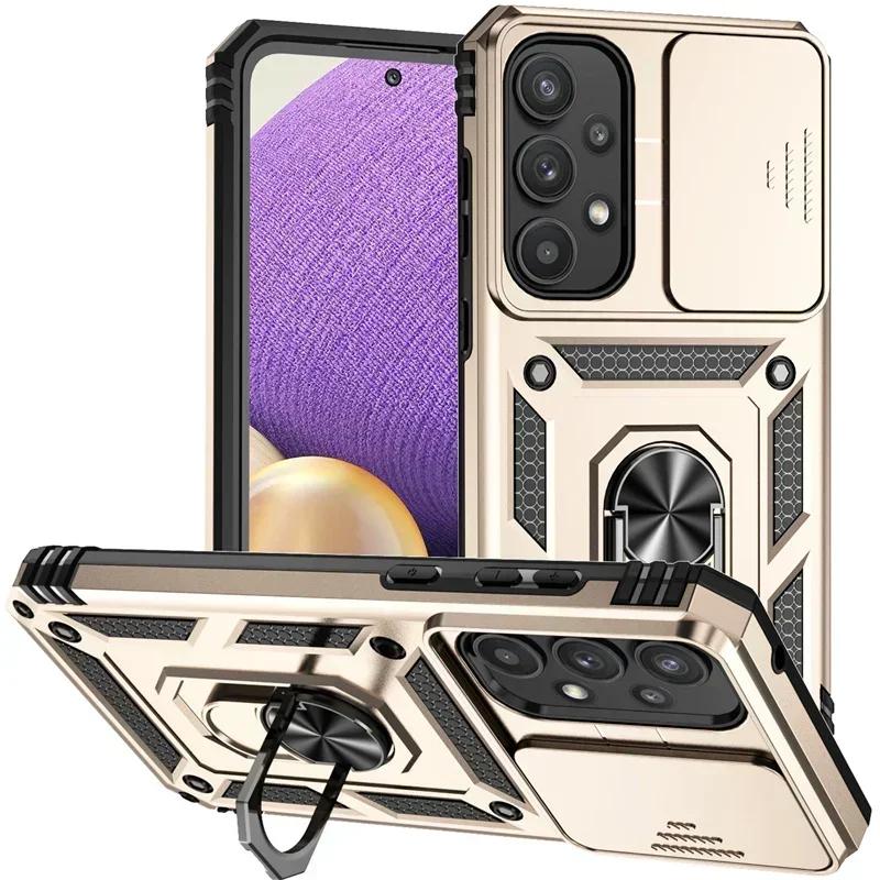 

Чехол для Samsung Galaxy A06 A16 A15 A35 A55 с кольцом-держателем, противоударный бронированный чехол для Galaxy A14 A24 A54 A34, чехол с защитой объектива For Galaxy A06 золотой