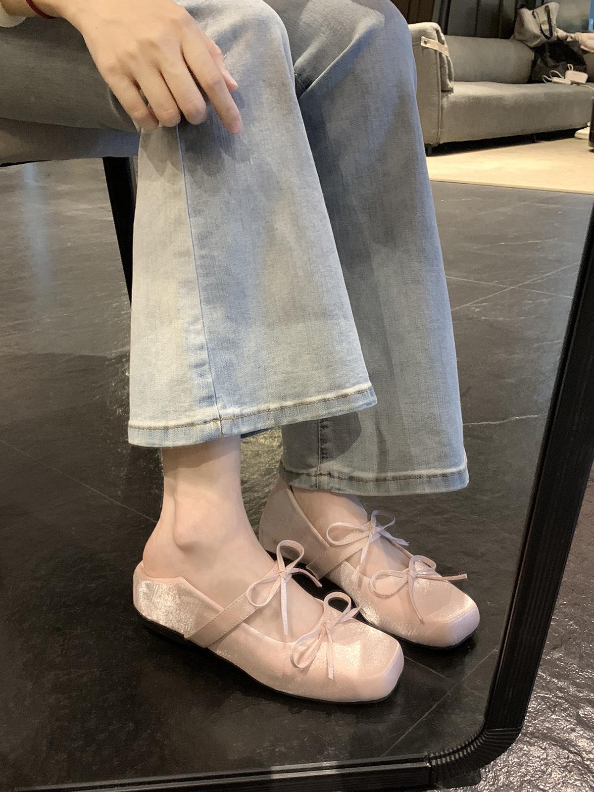 

Height increase 4cm~ Bow square head versatile light mouth Mary Jane single shoes women s spring and summer 35