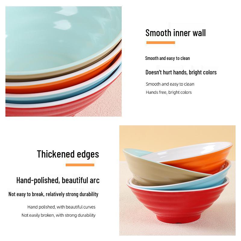 A8 Two-Color Melamine Noodle Bowl - Commercial-Grade Soup and Mala Tang Bowl for Restaurants and Catering