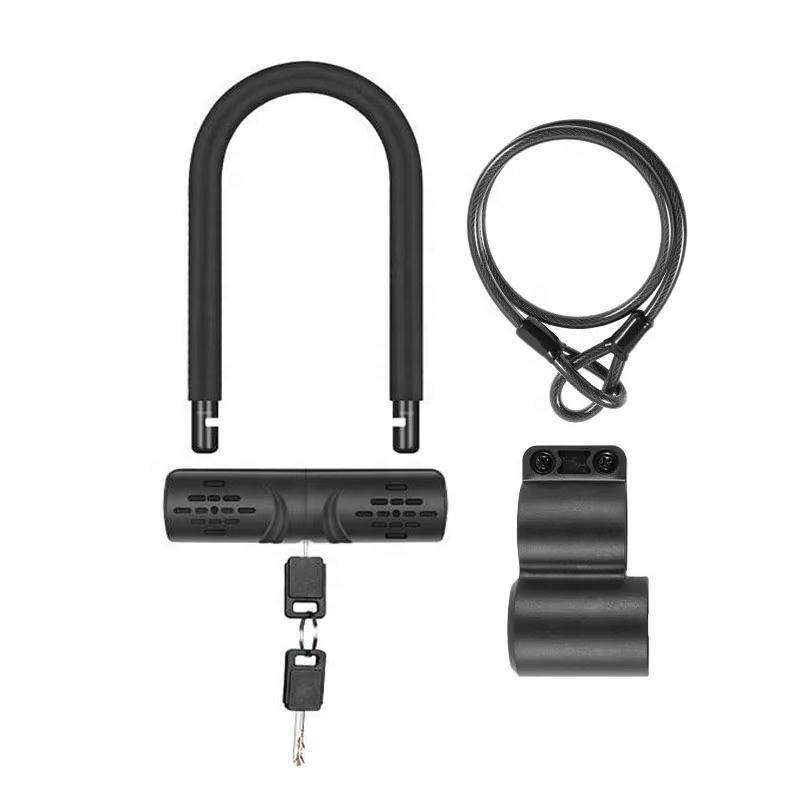 Security Electric Scooter Bicycle U-Shaped Lock Anti-Theft Motorcycle Bike Accessories U Lock with Mount Bracket Shackle Cable U Lock чёрный