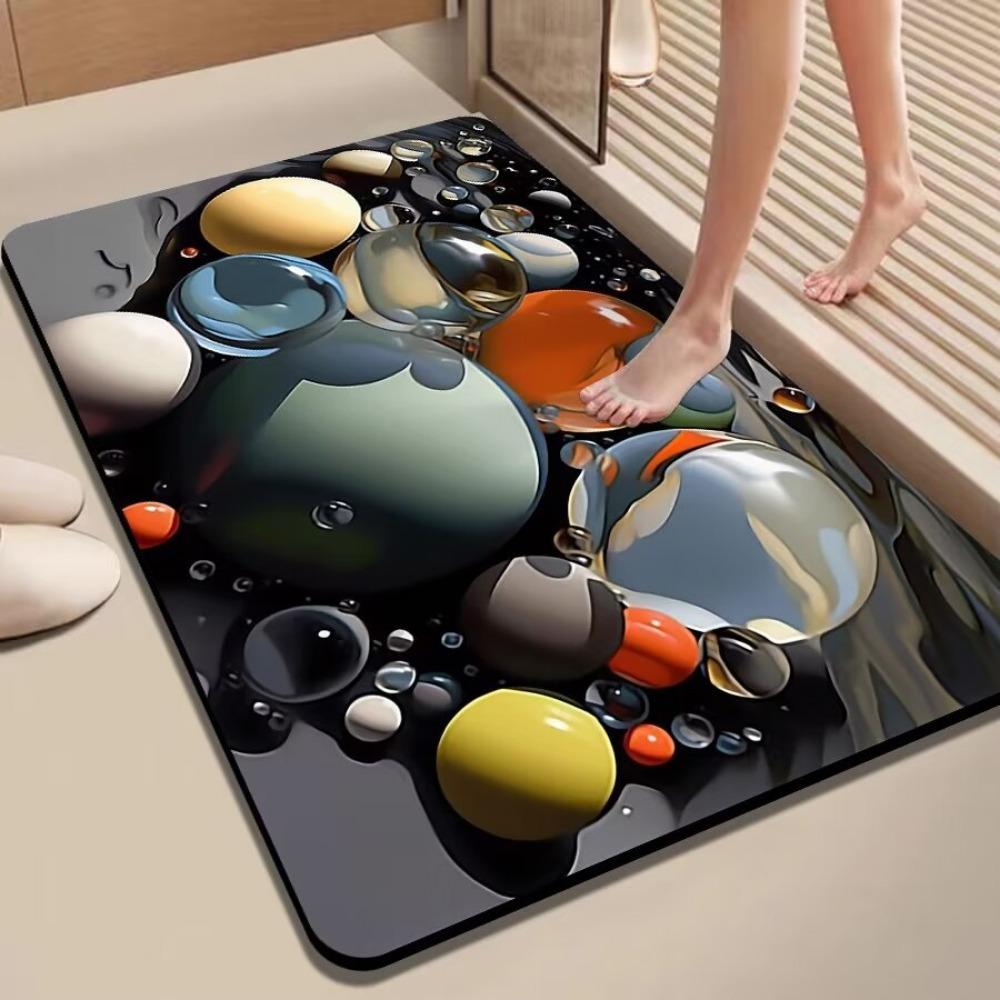 Tappetino Ispessito da Bagno con Stampa Semplice Tappeti Antiscivolo da Bagno Lato Lavabo Vasca da Bagno Tappeto da Pavimento Tappetino Ingresso Doccia Imbottitura 3D in Memory Foam
