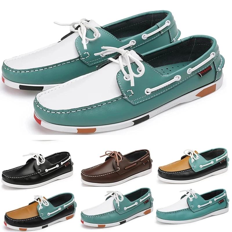 Loafers Shoes for Men Genuine Leather Driving Shoes Retro Fashion Docksides Boat Shoes Classic Men Designer Flat Shoe Big Size