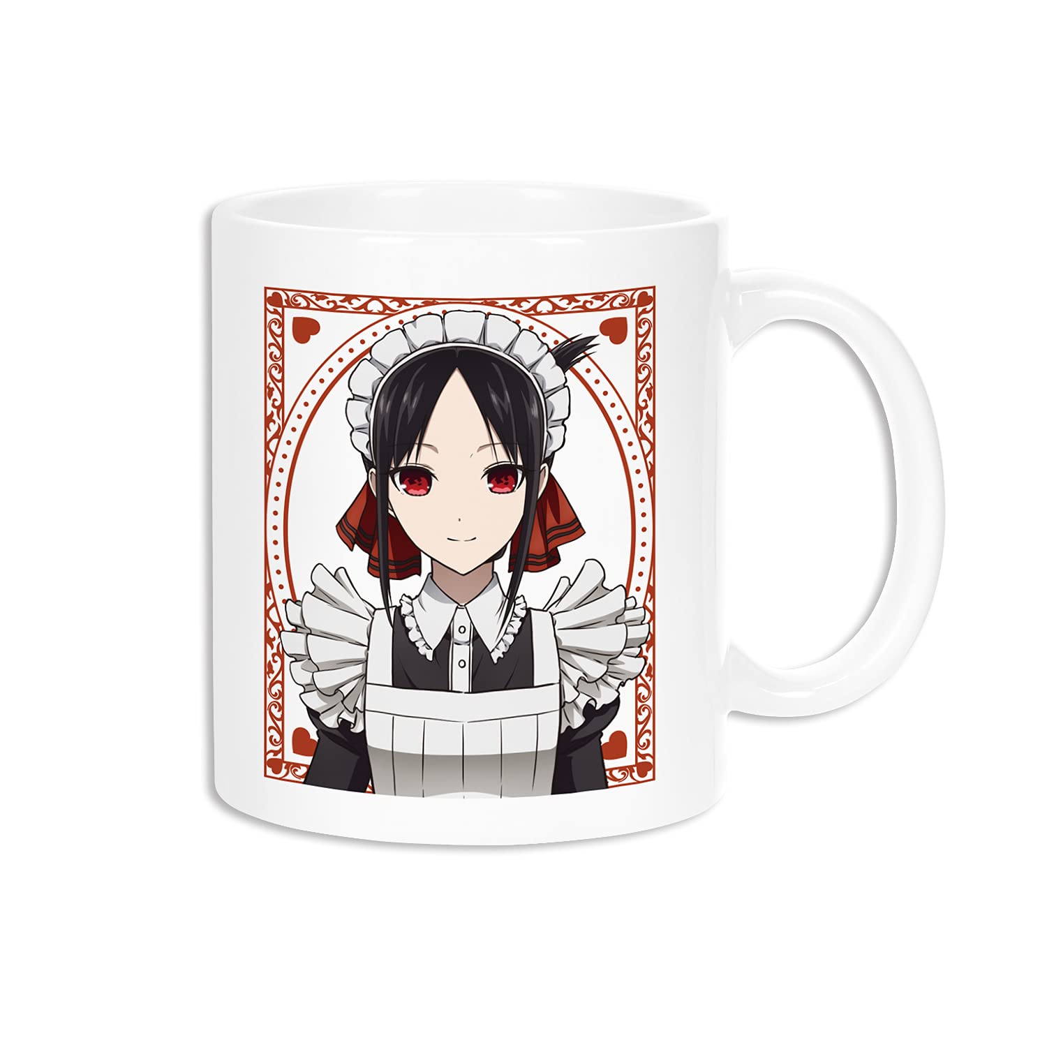 Алмабианка Кагуя-сама: Иллюстрация из аниме «Kaguya-sama: Love Is War»: Кагуя Синомия, Версия Горничной и Дворецкого. Кружка, Керамическая, Прибл.. Диаметр 82 мм x Высота 95 мм