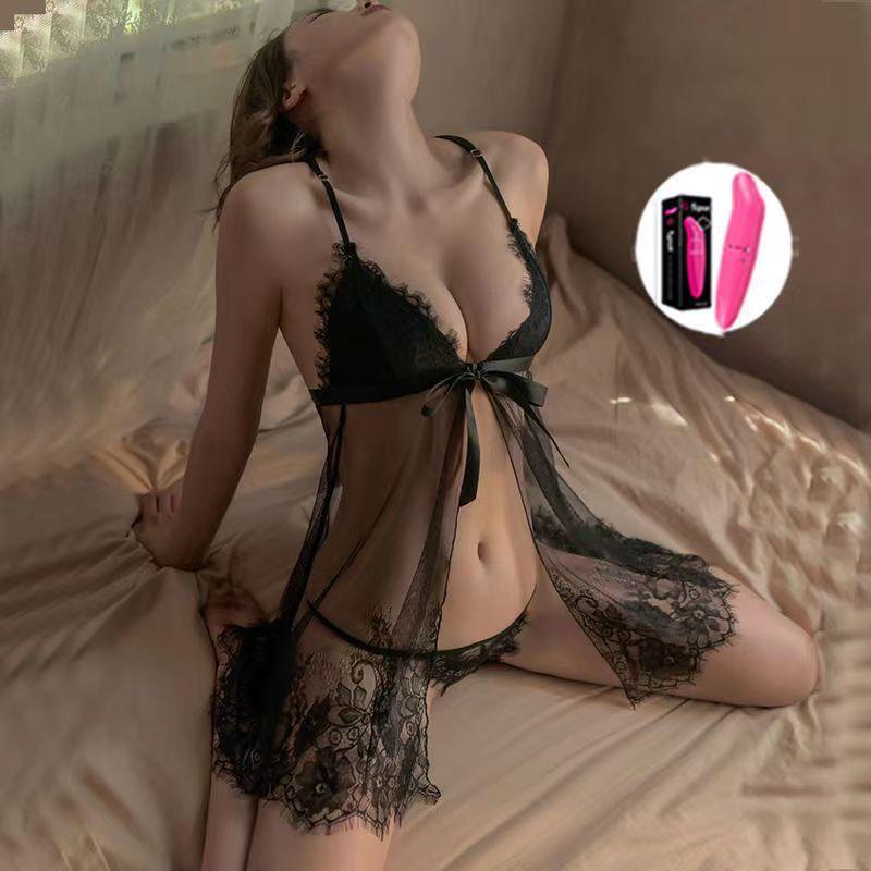 Plus Size Women's Transparent Lace Sleepwear - Sexy, Easy-Remove, Tempting