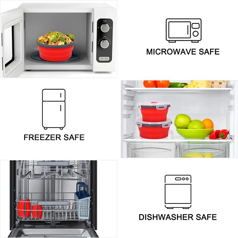 Collapsible Food Storage Containers Round with Lid,Kitchen Stacking Silicone Collapsible Meal Prep Container Dishwasher Safe