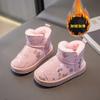 Kids Winter Warm Fleece-Lined Snow Boots Toddlers Unisex Casual Ankle In Black Pink Beige