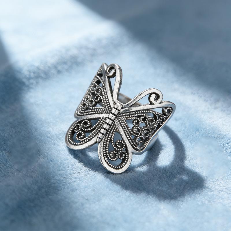 European court British style ring women, butterfly old vintage jewelry TikTok live broadcast new models