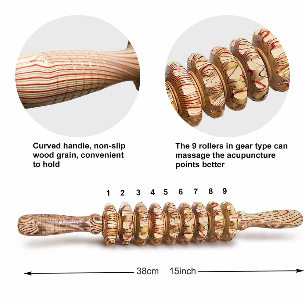 Durable And Safe 1Pc Wooden Massage Roller Wood Therapy Massage Tools For Body Shaping - Anti Cellulite Wood Manuel Wooden Fascia Massage Roller
