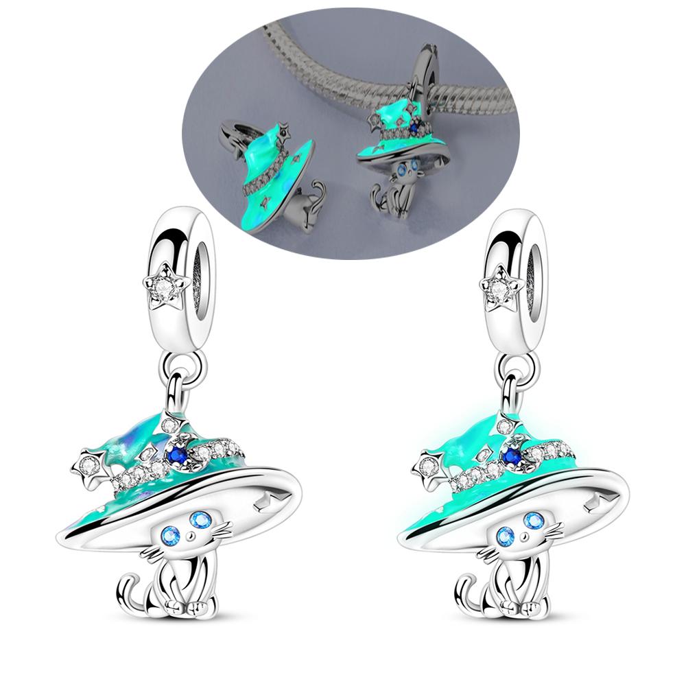 Compatible With Authentic Original Bracelet High Quality Fine Jewelry Copper Metal Luminous Firefly Magic Hat Butterflies Charm Bead Components Bead