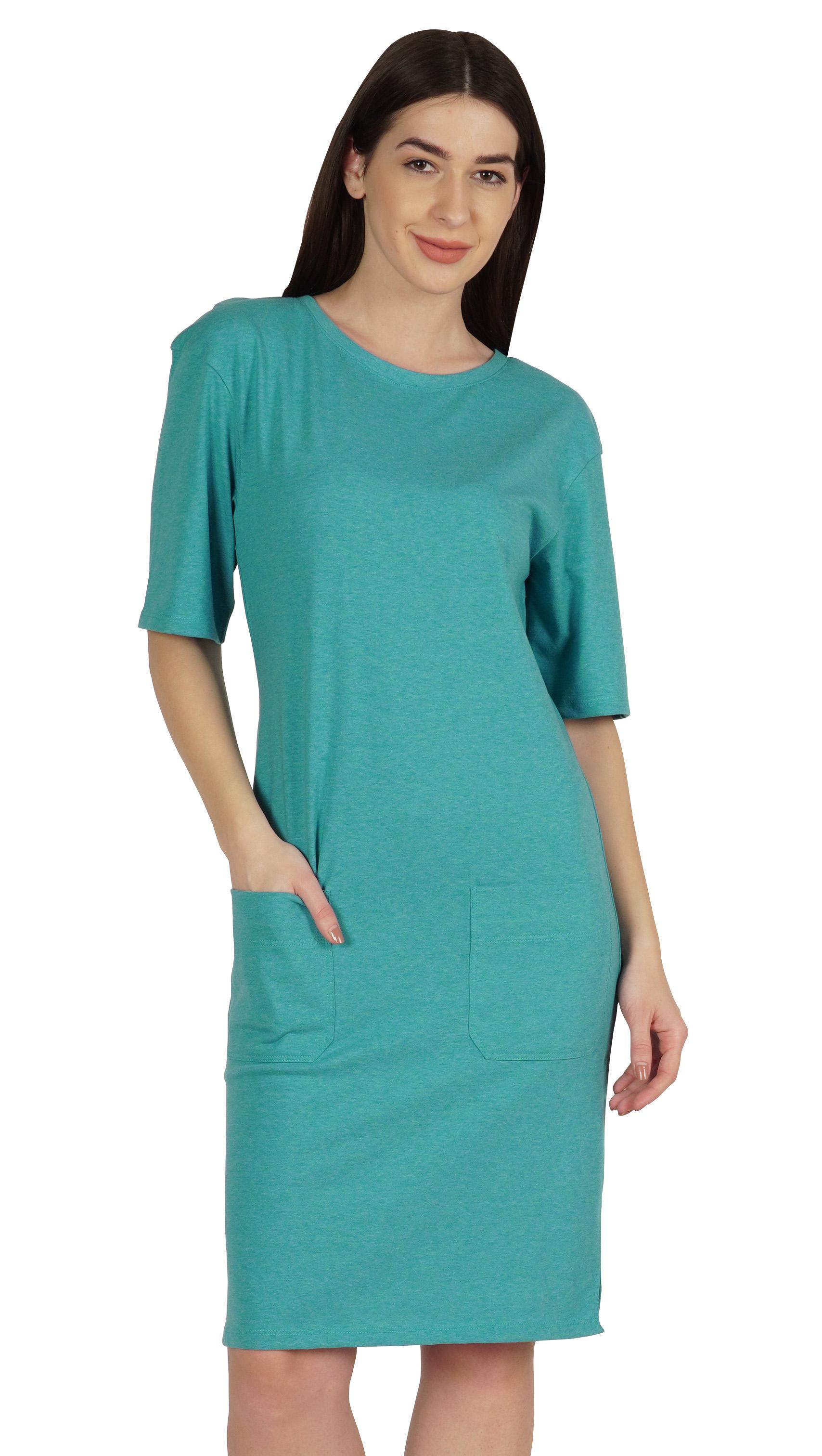 

Жіноча футболка Inkmeso з рукавами до ліктя звичайного крою з передніми кишенями XXL бірюзовий колір синій