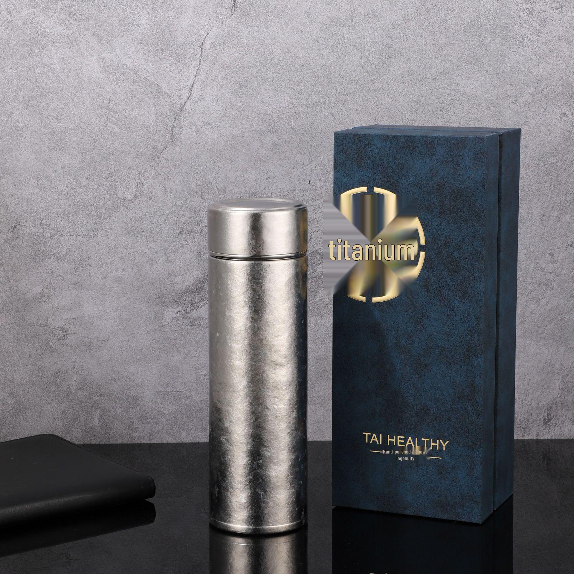 Pure Titanium Thermos Cup: High-End Portable Tea Infuser & Water Cup Gift Set 480ml