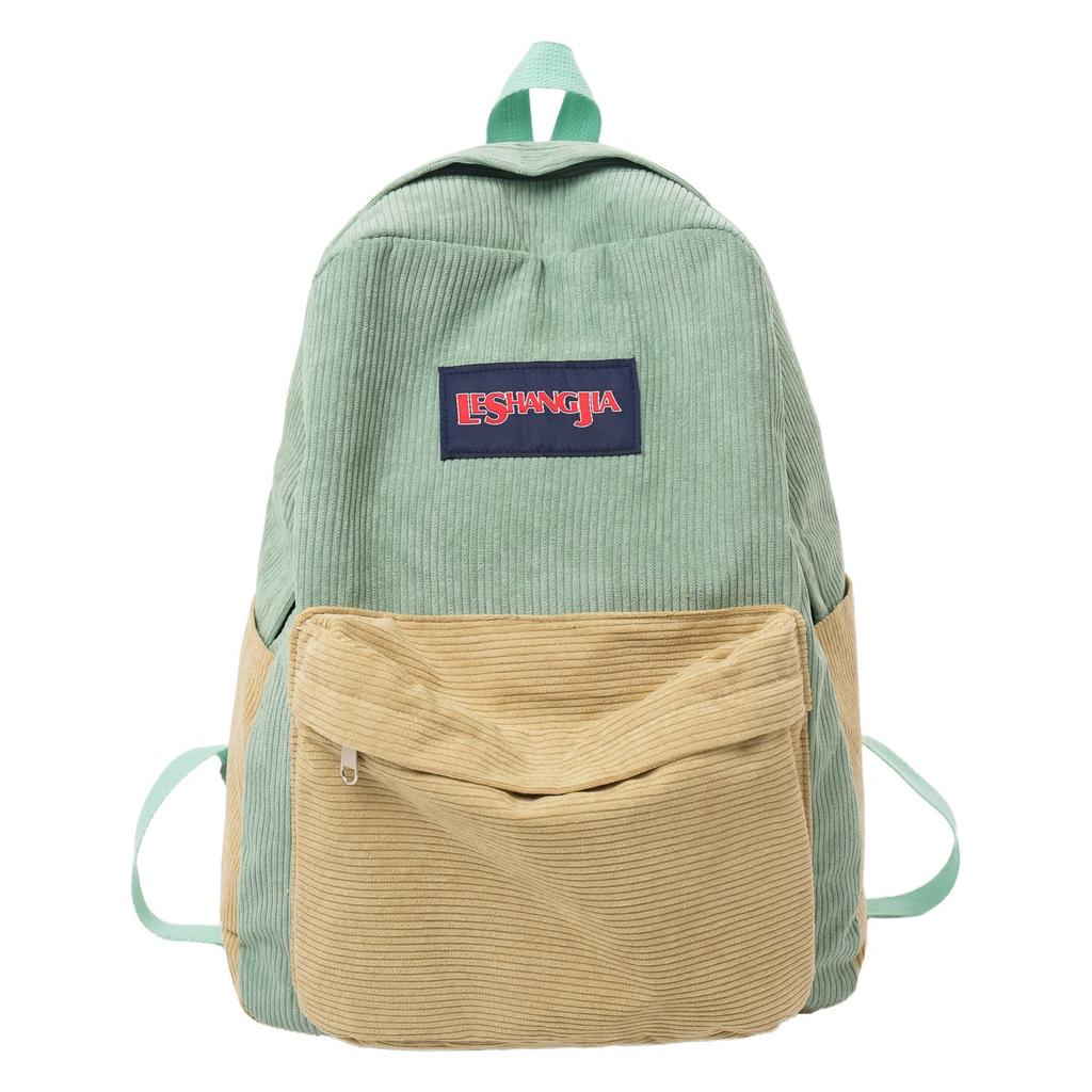 Schoolbag Harajuku Vintage Corduroy Backpack Women's Simple Versatile Large Capacity Student School Bag Casual Backpack