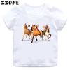 Lucky and Wild Horse Spirit Cartoon Children's Funny T-Shirt Cute Girl Clothes T-Shirt Summer White Children's Top