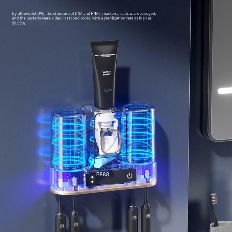 Intelligent Sterilization Disinfection Toothbrush Holder 2 Cup Toothpaste Dispenser Wall Mounted Bathroom Accessories