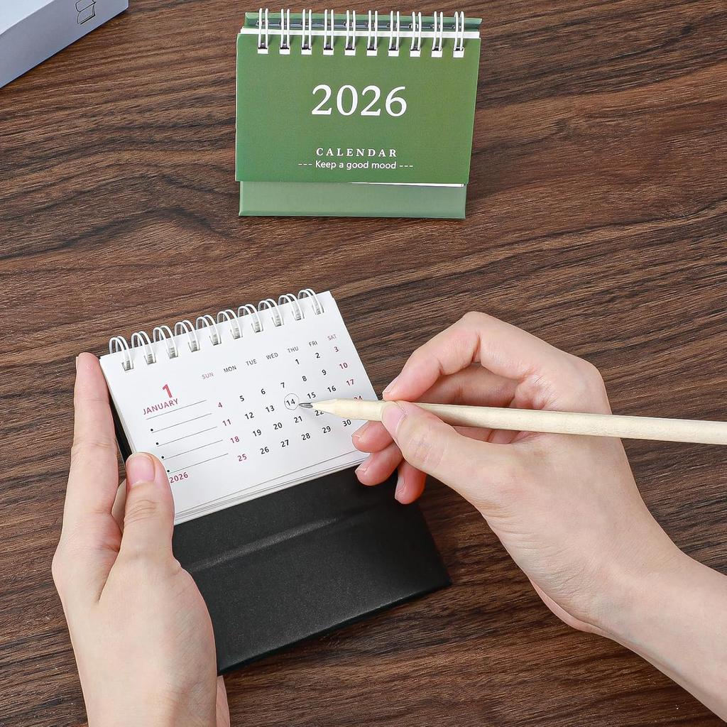 2 Pcs Small Desk Calendar 2026 Mini Desk Calendar July 2025 to Dec 2026 Standing Flip Small Desks Calendars 250 GSM Thick Paper Twin-Wire Binding for