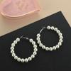 Party Wedding Engagement Big Circle Pearl Hoop Earrings Round Shape Elegant Drop Dangle Ear Stud