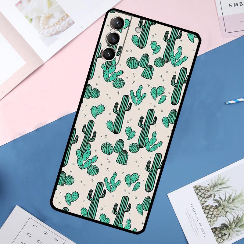 Cactus Pattern Case For Samsung Galaxy S25 Ultra S24 S23 S22 S21 Ultra S9 S10 Plus S23 FE S25 FE Back Cover