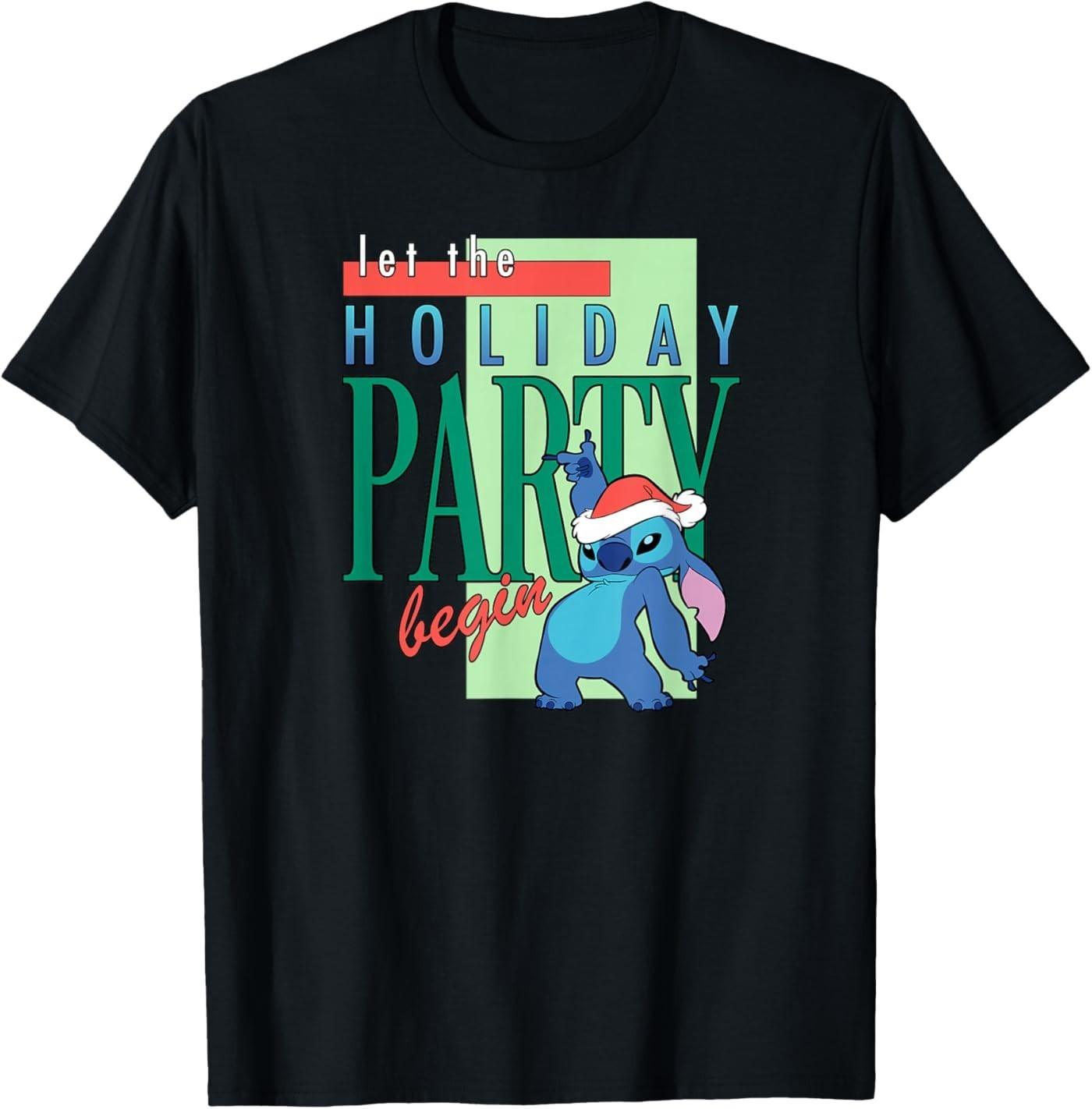Amazon Essentials Stitch Santa Let The Holiday Party Begin T-Shirt 2XL