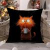 Simple Cartoon Furry Cat Pattern Pillow Case Comfort Sofa Bed Silky elegant Invisible zipper Decorative cushion cover