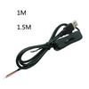 5V USB Male Jack 2 Pin 2 Wire Power Charge Cable Cord Connector DIY 1m/1.5m Wire DIY Pigtail Cable On/Off Switch Cable