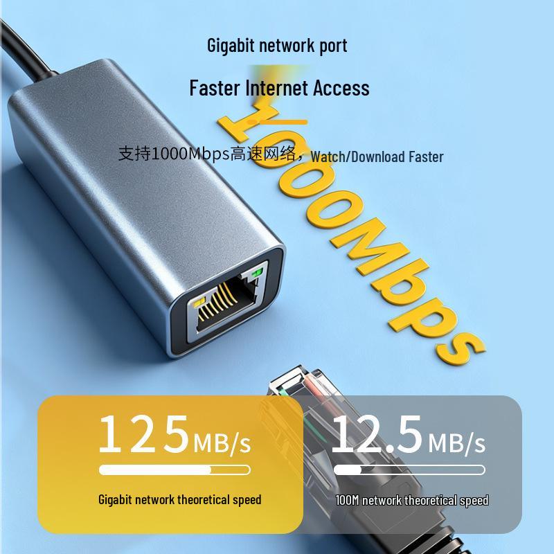 USB-C to Gigabit Ethernet Adapter with RJ45 Port for Computers and Laptops - Driverless.