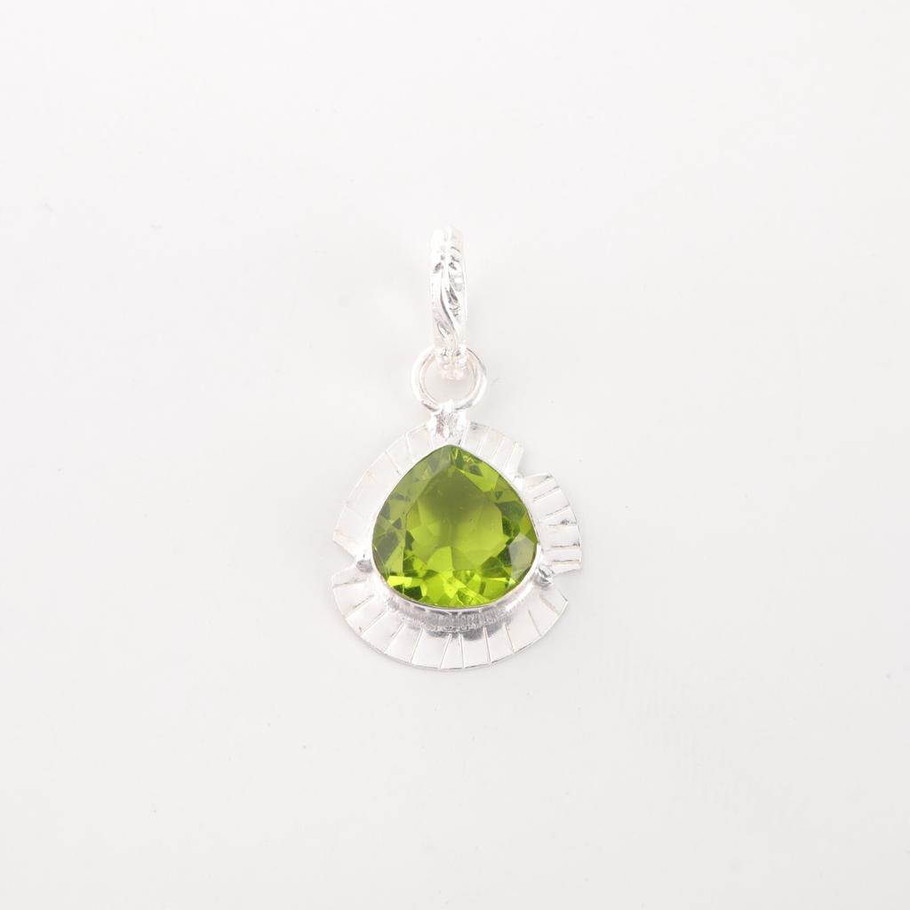 August Peridot Gemstone Sterling Silver Friendship Day Wedding Wife Gift Pendant PP-8-5