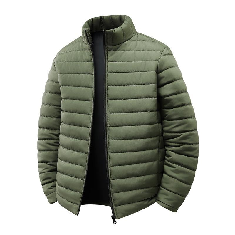 European Size Ribs Clothes Men's Winter Loose Stand-up Collar Plus Cotton Casual Solid Color Cotton-padded Jacket Men's