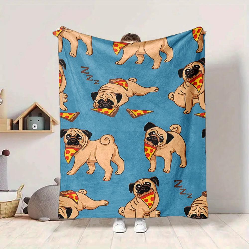 1pc Pug, Pizza Blanket Warm, Cozy, And Soft, Suitable for Sofas, Beds, Cars, And Office Use.Perfect for Camping And Travel, Making It a Great Gift for