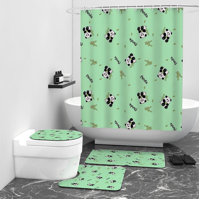 

Занавеска для душа серии Panda с цифровым принтом, занавеска для ванной комнаты, водонепроницаемая тканевая занавеска для душа W90cm*L180cm