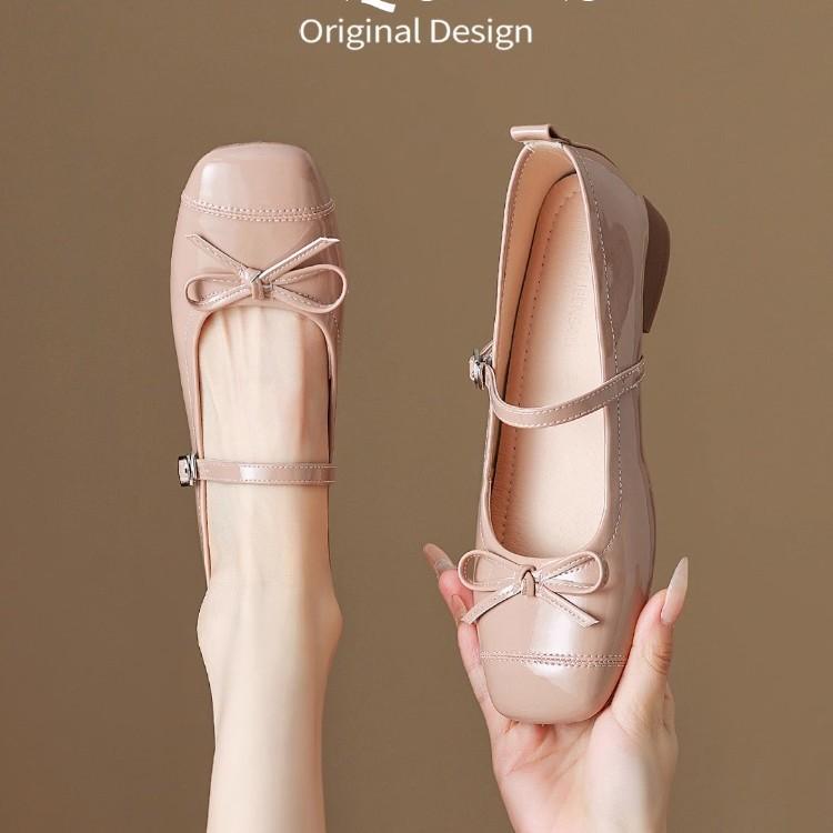 Leather Version~ Flat-bottomed Comfortable Soft-soled Shoes with Bow and Light Mouth Laden Shoes Versatile Retro Grandma Mary Jane