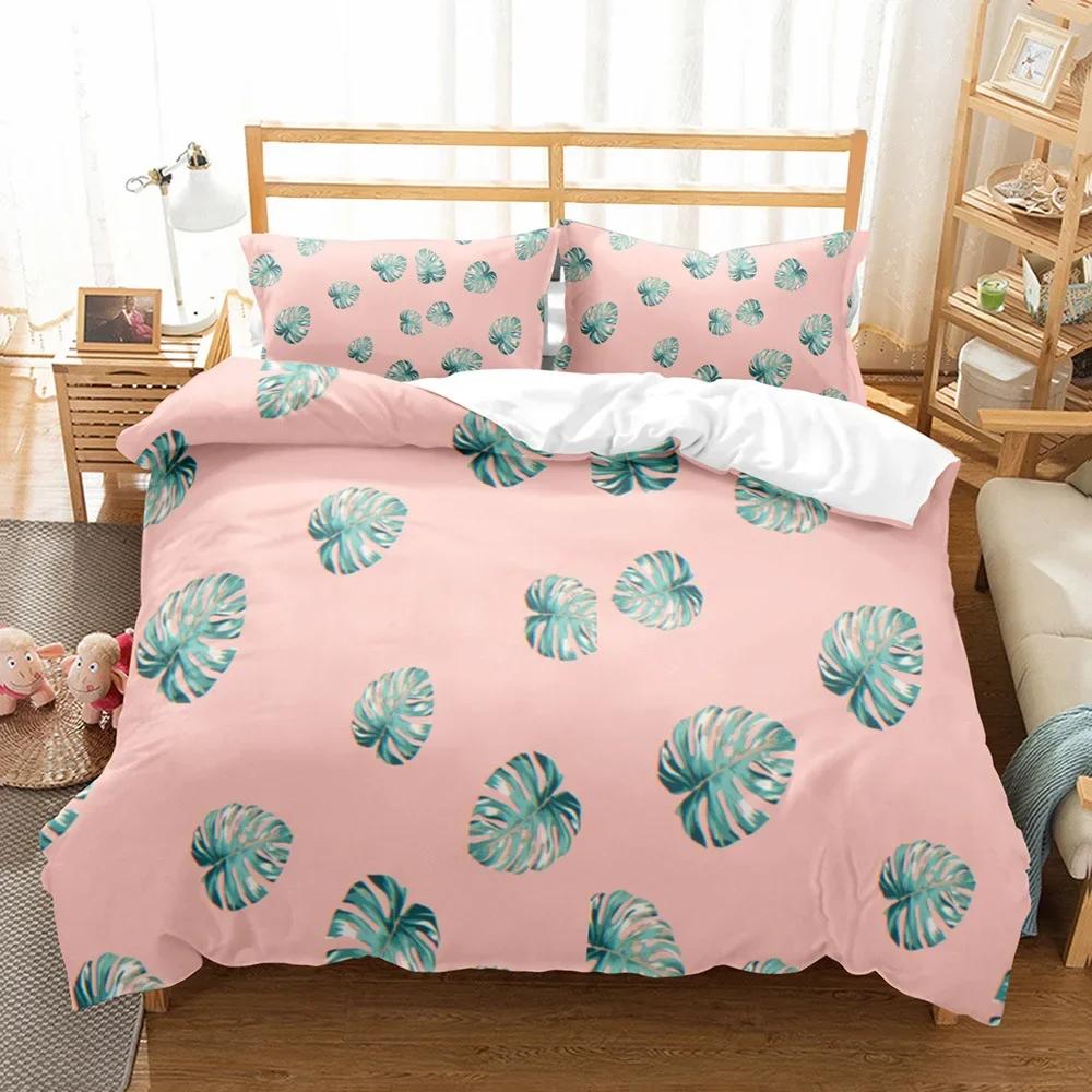 High-quality Warm Comforter Cover Beding Set Print Gren Leaves Rainforest Soft Duvet Cover Set Pilowcases House De Couete King Quen